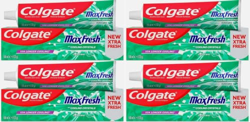 Colgate Max Fresh Clean Mint Toothpaste 100ml x 4 Pack – Burst of Long-Lasting Freshness with Cooling Crystals – Fights Cavities, Strengthens Enamel & Keeps Breath Fresh All Day
