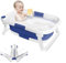 Baignoire Pliable Avec Tabouret de Bain,Baignoire Enfant,Bain Adaptée Aux Bébés De Tous Âges, Baignoire Enfants sur Pied Antidérapante