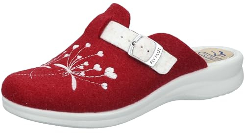 Fly Flot Damen Ciabatta Donna in Pet Riciclato Con Fibbia Regolabile, Sottopiede in Panno, Suola in Poliuretano 3cmHausschuh