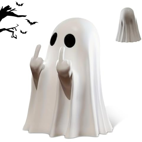 kykake Halloween Ghost Figurine - Cute Resin Ghost Statue, Indoor Outdoor Halloween Decor for Home Porch Desk Tiered Tray, Coffee Table Mantel Shelf Display, Gift Props Party Decorations