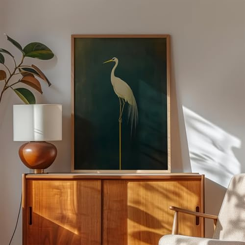 GLWDME 1 Stück 30 x 40 cm Vintage japanischer Kranich Leinwand Wandkunst Minimalistische Vogel Schlafzimmer Bilder Poster und Drucke Wandbild für Wohnzimmer (ohne Rahmen)