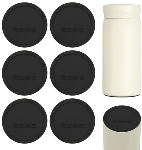 sourcing map 6 Pcs Silicone Bottoms for Sublimation Tumblers, 2.3 Tumbler Silicone Protective Anti-Slip Bottoms with Adhesive for Wine Tumbler Skinny Straight Tumblers, Black