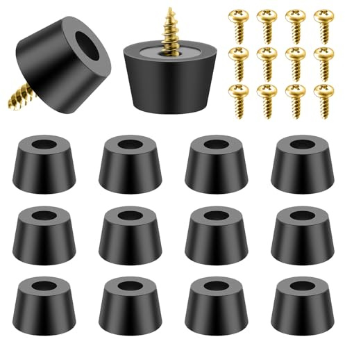 12 Pcs Rubber Feet for Furniture Rubber Feet For Chopping Board Cutting Board Feets Round Feets with Stainless Screws Non-Slip Soft Bumpers Kit Built-in Washers for Appliances 0.8 W x 0.5 H