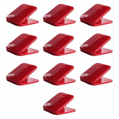 Lot de 10 pinces à papier colorées multifonctions en plastique durable pour étudiants, factures, dossiers de bureau (rouge)