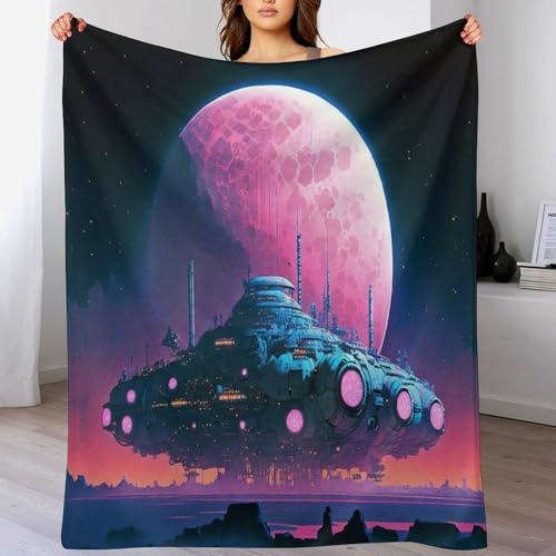 Raumschiff Decke Weich Und Warme Fleecedecke Für Bett Couch, Flannel Decken Als Sofadecke Wohndecke Oder Tagesdecke, 180×200cm