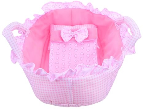 Warmhm Babywiegen für Reborn-babypuppen (35 cm) – Tragbare Puppentrage mit Kissen Und Decke – Puppenbett für Kinder zum Spielen zu Hause Und Draußen (35 X 23 X 10 cm), Rosa