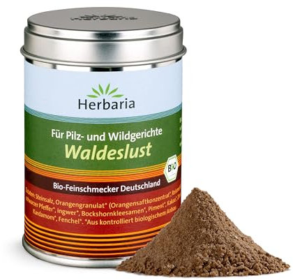 Herbaria Waldeslust bio 120g M-Dose – Pilz- & Wildgewürz - fertige Bio-Gewürzsalz für Wild, Wildgeflügel & Pilzgerichte – in nachhaltiger Aromaschutz-Dose