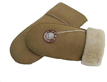 Reissner Lammfelle warme Merino Lammfell Fäustlinge Faust Handschuhe für Damen und Herren HDS-FAUST1-S-BEI beige S (Handumfang 17cm)