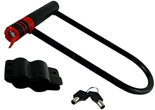 Merriway BH04739 180 x 245mm (7 inch x 9.6 inch) Bicycle U-Lock with Keys and Bracket - Black