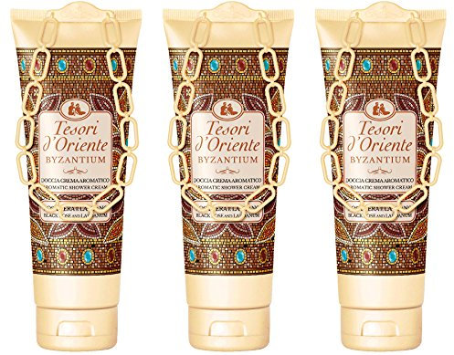 Tesori d'Oriente: Byzantium - Crema doccia aromatica con rosa nera e labdano, tubetti da 250 ml (3 pezzi)