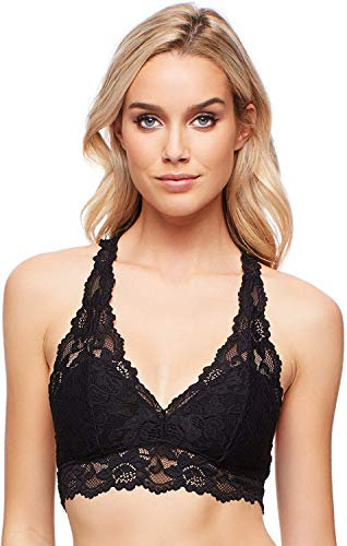 Jenny Jen Spitzen Bralette, Mia Sexy Sanduhr Racerback Bralettes für Frauen, Größe XS-XXL für A bis D Cups (Klein, Pechschwarz)