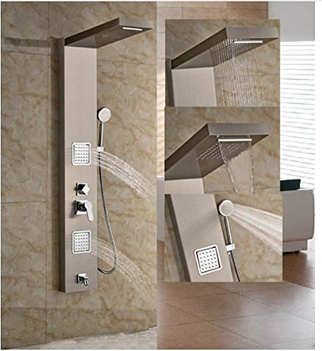 Gowe? Luxus Wandmontierte Duscharmatur Badezimmer gebürstetes Nickel Duschpaneel mit Handbrause