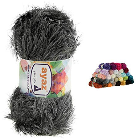 maDDma 100g Strickgarn Yumos Fransenstrickgarn Strickwolle, Dunkelgrau