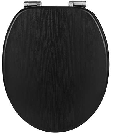 WOLTU Premium WC-Sitz Toilettensitz mit Absenkautomatik, MDF Holzkern, Softclose Scharnier, Antibakteriell, Desgin Décor Oval