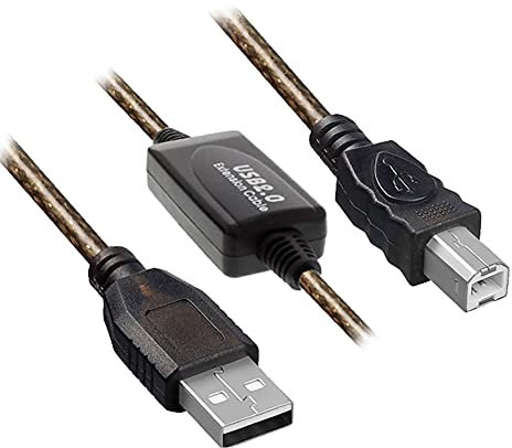 Bolwins C13CS - Repetidor de cable USB 2.0 activo (10 m, con chip IC, 480 Mbps, cable de impresora blindado USB A a B para impresora, escáner, dispositivos multifunción, plug play)