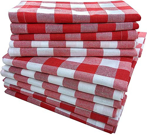 Linen Clubs Baumwollservietten, kariert, 6 Stück Set of 6 rot/weiß