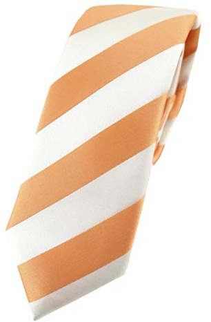 TigerTie - schmale Designer Krawatte in apricot weiss gestreift