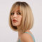 HAIRCUBE Kurze Charmante Bob mit Bangs Perücken für Frau Natur Hitzebeständige Synthetische Faser Party/Cosplay/Kostüm/Tägliche Perücke (Schwarze Wurzel mit blonden)