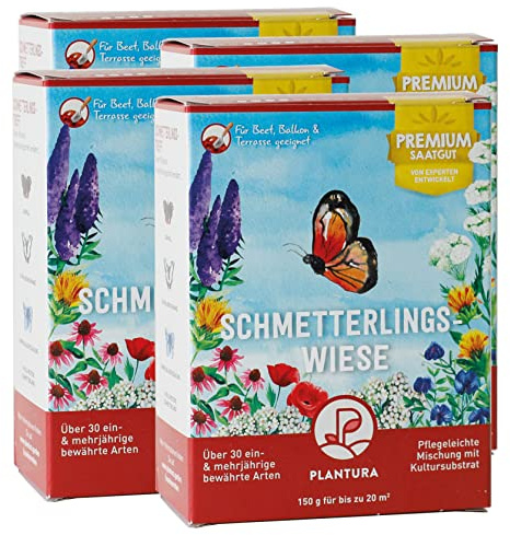 Plantura Schmetterlingswiese, 600 g, Premium-Saatgut, EIN- & mehrjährige Blumenmischung für Beet & Topf