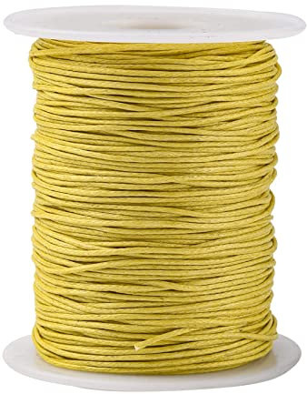 UR URLIFEHALL 100 mètres Jaune 1 mm Cordon de Coton ciré macramé ciré Perles Fil chaîne pour Bracelet Collier Fabrication de Bijoux