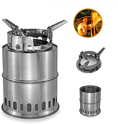 APG Large Size Camping Wood Stove Split Portable Gas Stainless Steel Gas Firewood Burners Backpacking Furnace