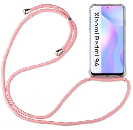 betterfon Hülle Kompatibel mit Xiaomi Redmi 9A | Handykette Smartphone Halskette Hülle mit Band | Handyhülle mit Kordel zum Umhängen Kompatibel für Redmi 9A | Rosa