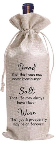 Gastgebergeschenk Weintasche Geschenk Einweihungsgeschenk Braut und Bräutigam Weinbeutel Geschenk Brot Salz Wein Tasche