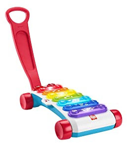 Fisher-Price Xilófono gigante, juguete musical con luces y sonidos para aprendes letras, números y formas, regalo para bebé +9 meses, Versión: Francés, HJK40