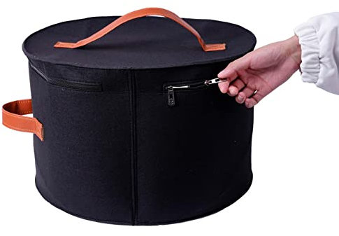 Yajimsa Hut Aufbewahrungsbox, Hutschachtel, Hut Aufbewahrungstasche, Faltbare Runde Hutbox Mit Deckel, Reise-Hut-Organizer-Box | Stofftierspielzeug Aufbewahrungskorb, 17 X 11 Zoll