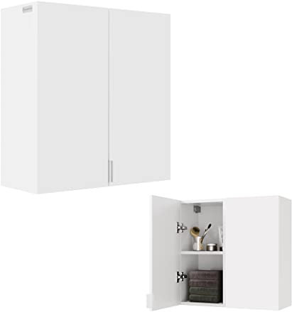 PLATAN ROOM Badezimmerschrank Hängeschrank 60 cm 90 cm 120 cm 150 cm Badmöbel-Set Badschrank mit Soft-Close Wandschrank in Hochglanz oder Matt Weiß (Weiß Matt/Weiß Matt, 60 x 60 x 25)
