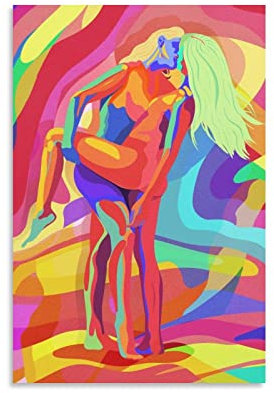 Stolen Kiss LGBT Regenbogen Flagge Stolz Monat Einschluss Gleichheit Disversity Poster Gemälde auf Leinwand Wandkunst Poster Scroll Bild Druck Wände Dekor Home Poster 30x45cm