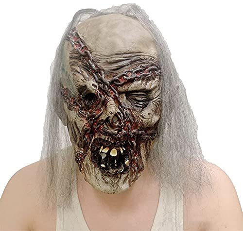 Evil Dead Creepy Cosplay Mask - Realistic Zombie & Ghost Full Head Mask with Hair for Halloween Party