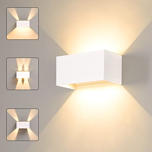 CELAVY LED Wandleuchte Wandlampe innen aussen, Außenlampe Außenleuchte IP65 Modern Aussenleuchte UP Down Außenwandleuchte Aussenbeleuchtung Einstellbar Lichtstrahl Schlafzimmer Treppenhaus, Weiß