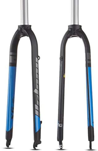 BOLANY Fourche VTT en Alliage D'Aluminium 1-1/8Tube Droit sans Filetage Fourche Avant de Superlight 26/27.5/29 Pouces Frein À Disque Rigide Vélo en Accessoires De Vélo (Noir et Bleu, 26/27.5Pouces)