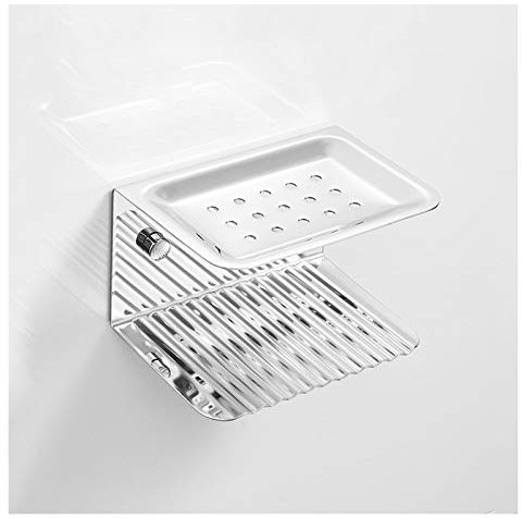 Porte Savons/Boîte à Savon Boîte à savon mural en acier inoxydable avec boîtier mural avec couche de stockage Barre à double couche Porte-savon dans la salle de bain (sans perfectionnement) Porte-épon