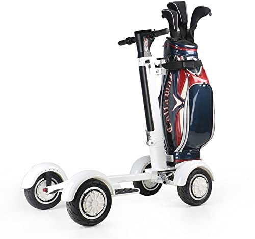 LUTUME Wheel Golf Push Cart Easy Folded Four Wheels Electric Golf Buggy 4 Wheel Cart Scooter 10 Inch 1000w Golf Carts With Replaceable battery Roller Golf Bag Holder (Color : Add a Battry)