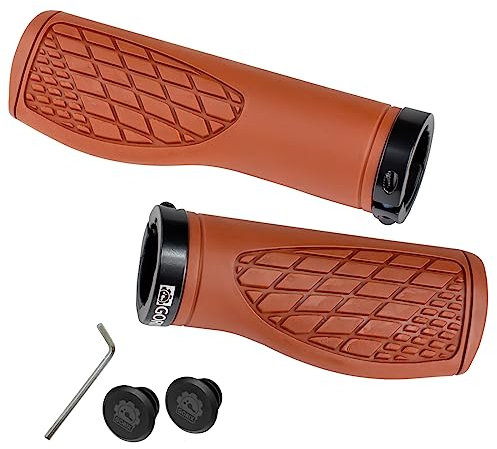 GORIX Bike Ergo Grips Bar End Cycle Lock On Lenker Mountainbike MTB [95mmｘ95mm・128mmｘ95mm] (GX-AGOO) (Braun, 128mm x 95 mm)