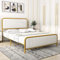 GIANTEX Polsterbett Bettgestell für 140x200cm Matratze, Doppelbett Gestell Metall mit gepolstertem Kopfteil & Fußteil, Bettrahmen mit Lattenrosten & Muteleistepolster, Stauraum unter dem Bett Gold