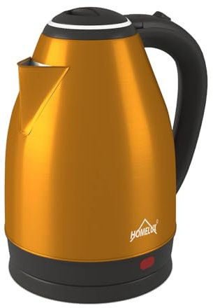 HOMELUX Bollitore in acciaio inox da 1,8 l, 1500 W, senza BPA, scaldabagno rapido con spegnimento automatico e tecnologia anti-secchezza, adatto per caffè, tè, giallo