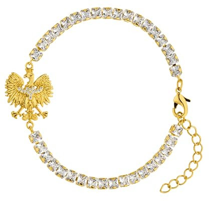 d'origine Polen Adler Wappenarmband, Polnisches Zirkonia Armband, Polen Adler Kette, Polnischer Schmuck, Polnischer Wappenschmuck für Damen Gold
