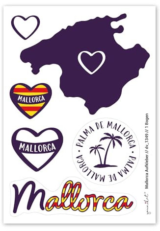 Aufkleber-Set Mallorca Insel verschiedene Motive bunt I DIN A6 I Autoaufkleber Geschenk-Idee I dv1349