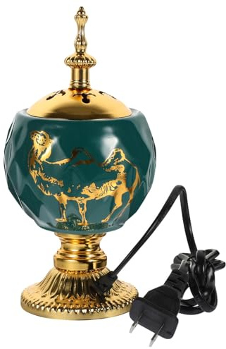 HOLIDYOYO Plug in Incense Burner Electric Aroma Burner Middle Eastern Style Ceramic Incense Stove Table Centerpiece for Home Relaxation Us Plug 7.48 X 3.54 X 3.54 in