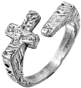 HG HAZE & GLORY Ring Herren aus 925 Sterling Silber, Schmuck Männer, Silberring oxidiert, Kreuz, Cross Bar
