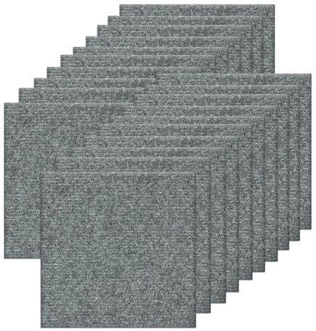 Orgthin Piastrelle di Moquette Autoadesive 30 x 30 cm, Tappeto Morbido per Decorazione di Camera da Letto, Soggiorno, Ufficio, 20 Piastrelle per Scatola, 1,8 m² per Scatola, Grigio Chiaro