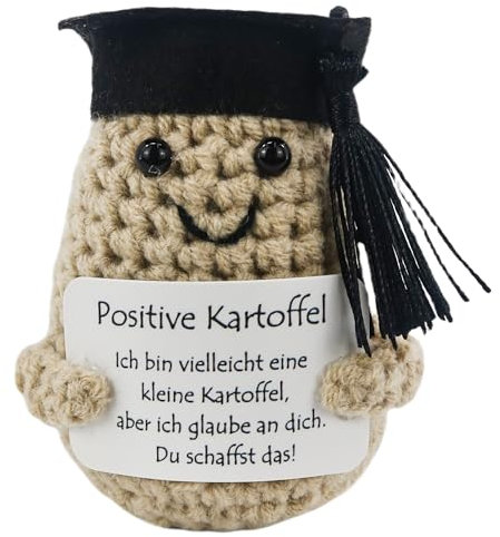 GraduationMall Doktorhut Positive Kartoffel Puppe Positive Potato,Kreative Strickwolle mit Energiekarte,Motivationsgeschenke für Familie,Freunde