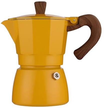 Werwing Cafetera italiana, cafetera italiana de 10 oz, para cafetera de café expreso de 6 tazas de café, para camping, cafetera expreso manual, para capuchino o latte (amarillo)