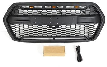 OIUFSW Nieren Kühlergrill Für Ford Für Transit 2022 2023 2024 2025 ABS Kühlergrill Auto Teile Vorne Racing Grille Front Rippen Grill(Grill No led)