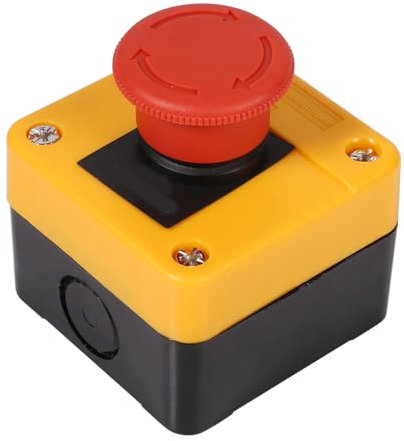 Haosie 660 V 10A Bouton Arret d'Urgence, Poussoir d'Arrêt d'Urgence, Bouton Poussoir de Champignon, Interrupteur d'Arrêt d'Urgence, en Plastique, pour l'Industrie
