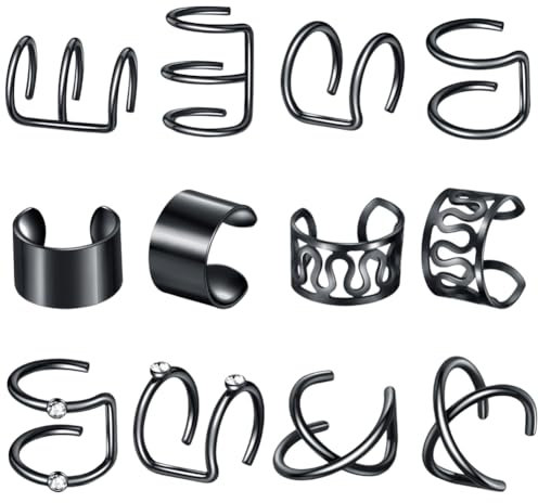 craspire 12 Stück Schwarzer Haarschmuck Zopf Loc Schmuck Zopfperlen Metall Haarmanschetten Charms Ringe Clips Haarzöpfe Dekoration Für Frauen Und Männer Party Musikfestival Durchbrochene Geometrie