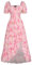 SCARLET DARKNESS Summer Floral Dresses for Women UK Puff Sleeves Smocked Irregular Hem Vintage Dress Light Pink Floral L